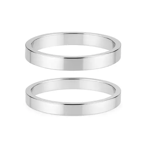 Par de Alianças de Namoro em Prata 950 lisa - 3mm M011 - comprar online