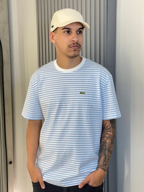 Camiseta Lacoste Listrada de Algodão LC02