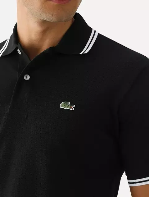 Polo Lacoste Masculina Preto/ Branco