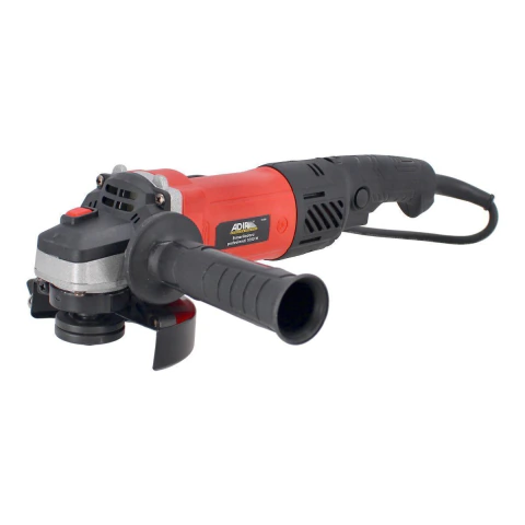 Esmeriladora profesional Adir 4-1/2" 1050 W color rojo con mango lateral negro y cable eléctrico