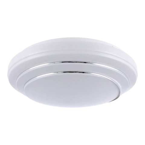 Plafón de LED decorativo blanco con diseño moderno y acabado metálico