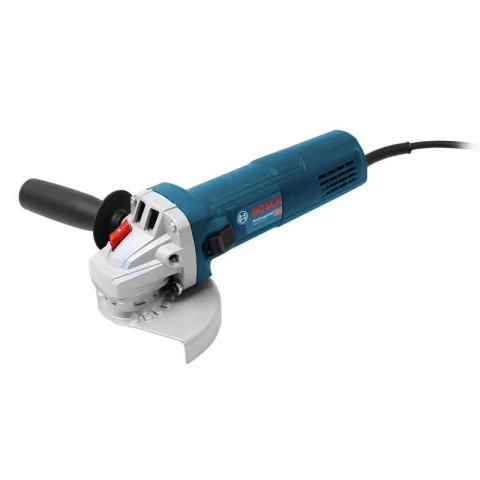 Esmeriladora eléctrica Bosch GWS 9-125 de 900 W con disco de 4-1/2 pulgadas, color azul con protector metálico y mango lateral negro