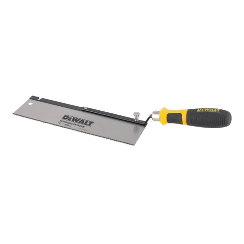 Sierra de corte a nivel en reversa DeWalt de 10 pulgadas con mango ergonómico bimaterial color negro y amarillo