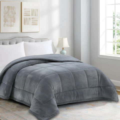 Edredon Flanel con Reverso de Corderito Queen Size BT - comprar online