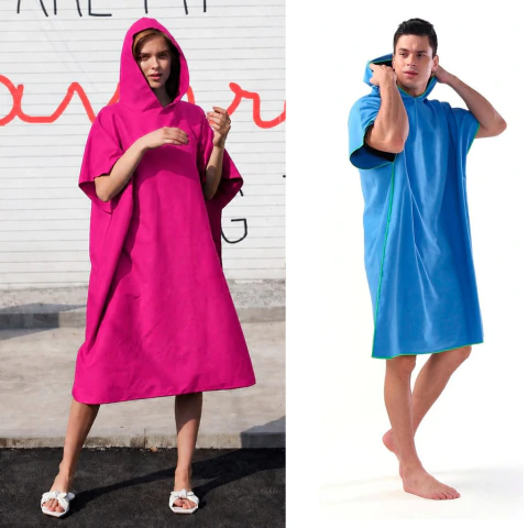 CAPA SECADO RAPIDO CON CAPUCHA UNISEX IDEAL PILETA/PLAYA