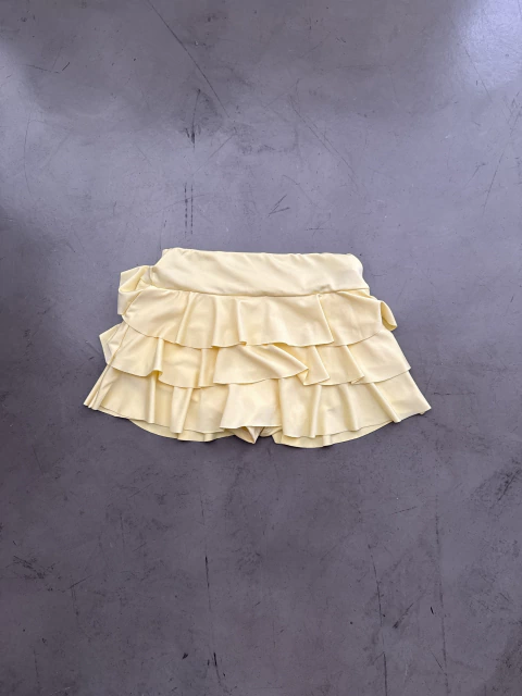 FALDA SHORT TRIPLE VOLADO AMARILLA - comprar online