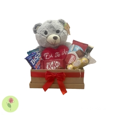 Cesta Urso Eu Te Amo com Chocolates