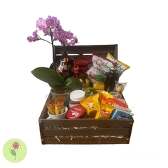 Cesta Café da Manhã com MIni Orquídea COMPLETA