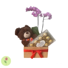 Urso com Mini Orquídea