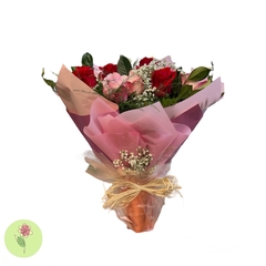 Buquê Rosa e Vermelho no vaso Rose Metalizado - comprar online