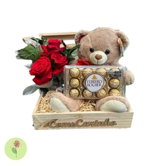 Kit Urso com Rosas Colombianas e Ferrero Rocher