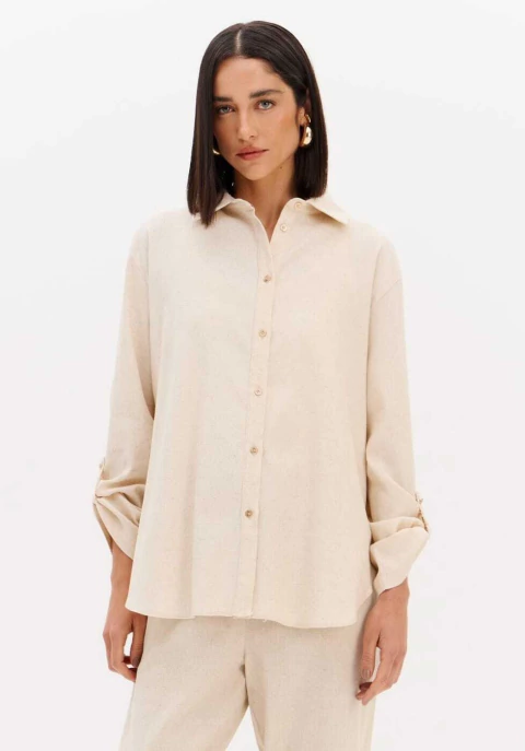 Camisa Manga Longa Com Linho - LANÇA PERFUME EASY