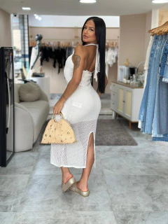 Vestido Feminino Tricot Com Tecnica Bordada - DIMY - loja online