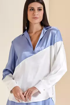 Camisa Sem Botões Acetinada Bicolor ALL´S - Valentina Lois