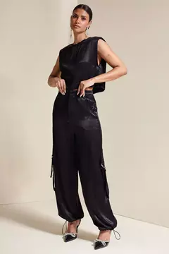 Calça Baggy Acetinada Detalhe Argola ALL´S - Valentina Lois