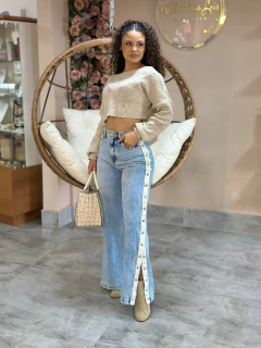 Calça Jeans Wide Leg Abertura Lateral - comprar online