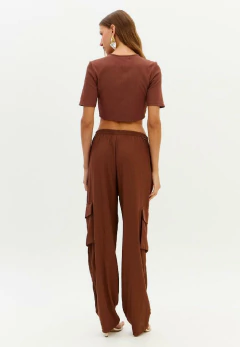 Blusa Cropped Canelada Da Manga Curta - MY FAVORITE THINGS - loja online