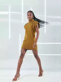 Vestido Com Aplicação Gola Alta - Valentina Lois