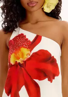 Blusa Ombro Único Com Alças Dupla E Estampa De Maxi Flor - LANÇA PERFUME - comprar online
