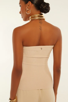 Blusa De Tricot Sem Alças Justa Com Botões BLT34698 - DIMY - comprar online