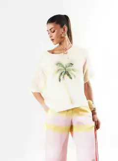 Blusa Ampla Estampada Com Transparência - OPEN - comprar online