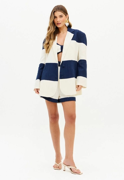 Blazer Oversized Bicolor Com Linho - MY FAVORITE THINGS