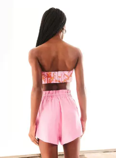 Top Laço Com Linho Estampado - OPEN - comprar online