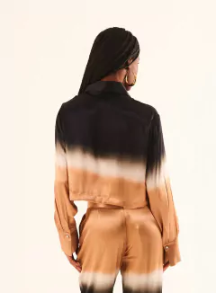 Camisa Cropped Over Estampa Ombré - OPEN - comprar online