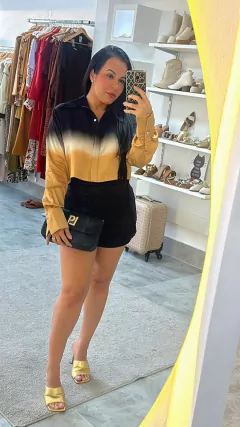 Camisa Cropped Over Estampa Ombré - OPEN - Valentina Lois