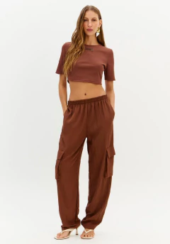 Blusa Cropped Canelada Da Manga Curta - MY FAVORITE THINGS - comprar online