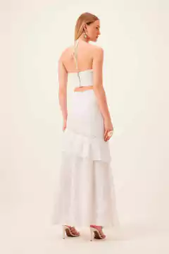 Vestido Longo Com Babado Irregular Tecido Plano Feminino Dimy VES31810 na internet