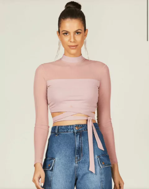 BLUSA GOLA ALTA CANELADO AMARRAÇÃO - NEW