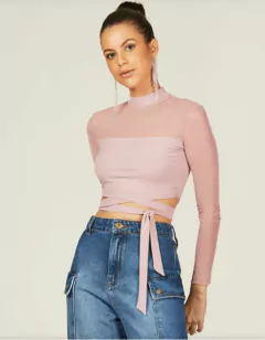 BLUSA GOLA ALTA CANELADO AMARRAÇÃO - NEW - comprar online