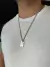 COLAR MASCULINO ELOS PING. PLACA ESCRITA E OLHO BANHADO A RÓDIO BRANCO/BOX23"