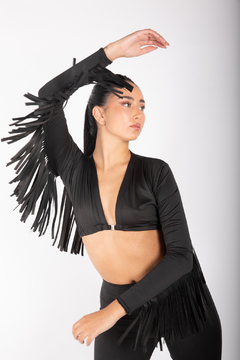 CROP POTRE MANGAS LARGAS NEGRO LISO - tienda online