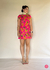 Vestido linho curto rosa girassóis