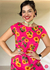 Vestido linho curto rosa girassóis - loja online