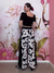 Pantalona Farm Flores Preto e Branca - Diga Xs