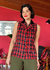 Colete vintage xadrez gola de veludo - loja online