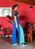 Calça Pantalona Azul e Verde - comprar online