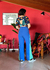 Calça Pantalona Azul e Verde na internet