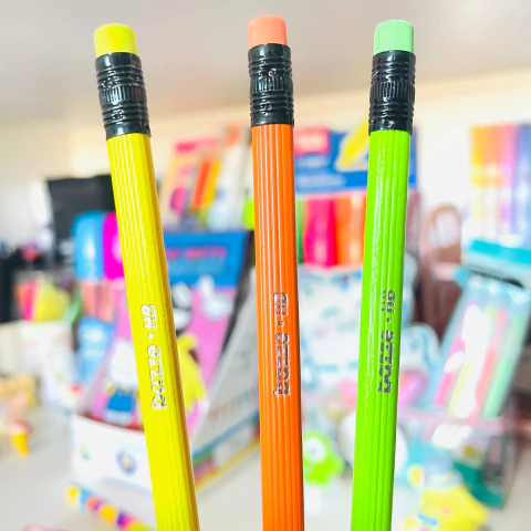 Lápis HB Grafite c/Borracha Neon Grip Line | Bazze - comprar online