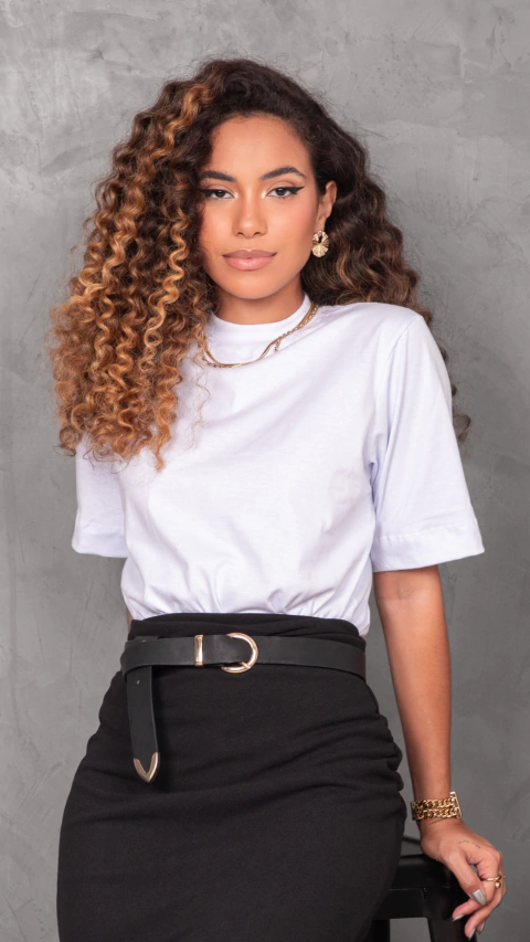 T-shirt gola alta Branca