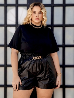 T-Shirt Gola Alta Preta Plus Size