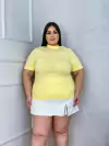 T-Shirt Gola Alta Amarelo Giz Plus Size