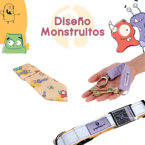 Combo NOCTURNO Papa Perruno: Collar Reflectivo con QR de identificación + Corbatin + Llavero - tienda online