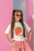 Conjunto Infantil Meninas com T-Shirt 100% Algodão Estampa Coração - loja online