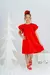 Vestido Infantil Vermelho Liso Manga Babados - comprar online