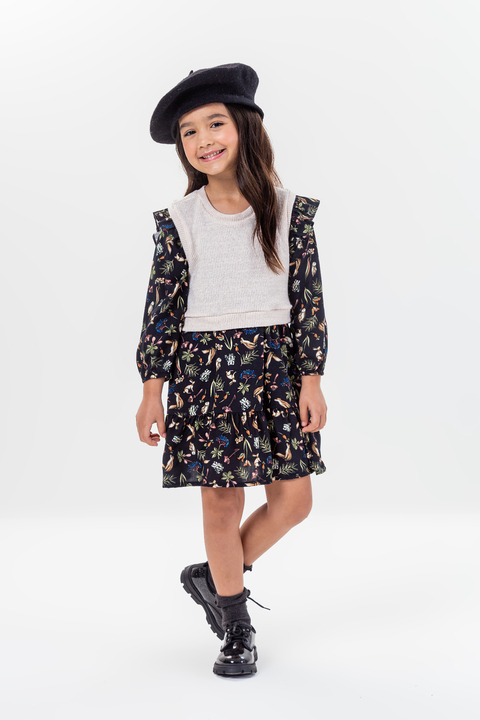 Vestido Infantil Meninas de Viscose com Colete - Vigat