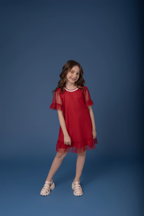 Vestido Infantil Festas Meninas Tule Forrado